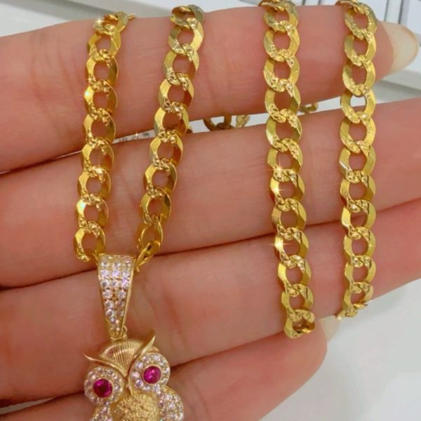 Cadena Con Dije Buho 14k size 18 5mm
