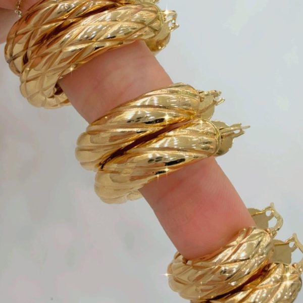 TRIO DE ARGOLLAS EXTRA GORDO 7MM PASO 2,3 Y4 EN 14K
