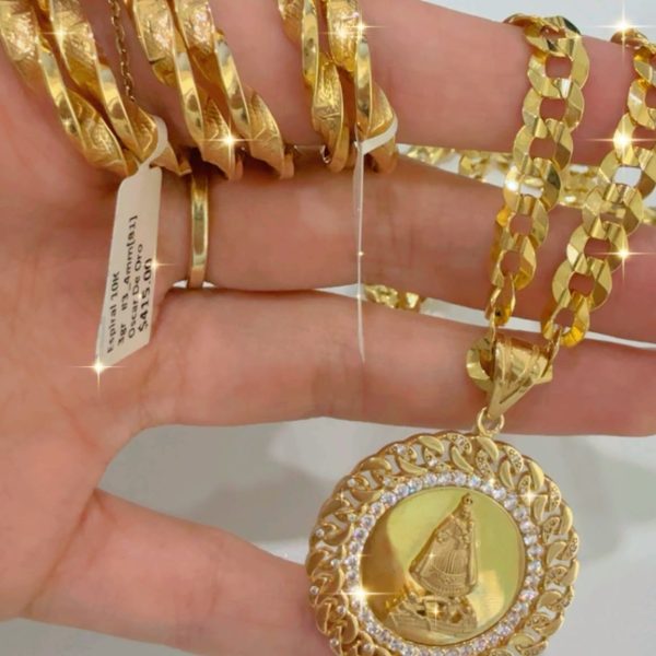 CADENA CON DIJE 10K SIZE 24 7MM TRIO ARGOLLAS 4,4, 3 10K