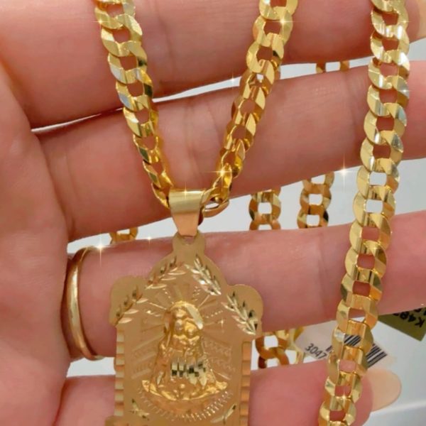 CADENA CORTE BRILLO SIZE 22 6 MM Y DIJE EN 10K